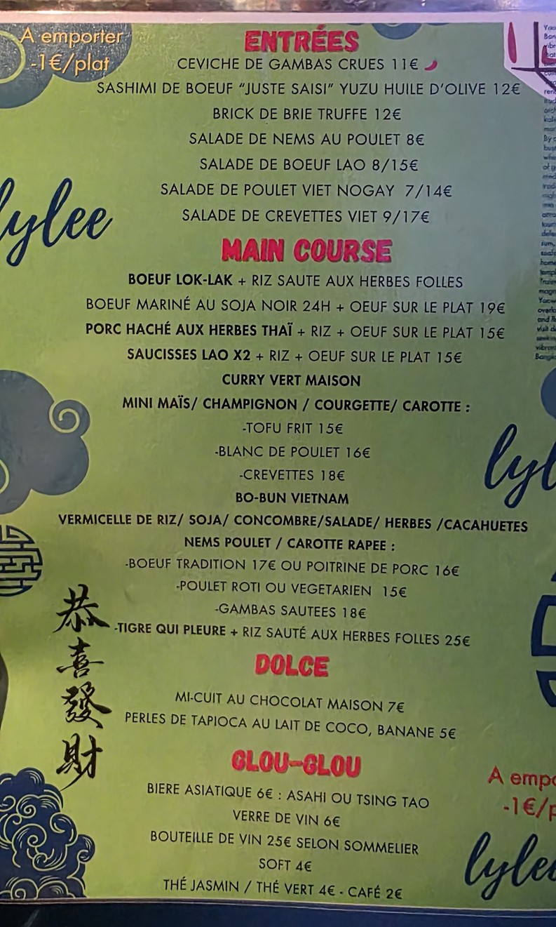 Lylee menu 1