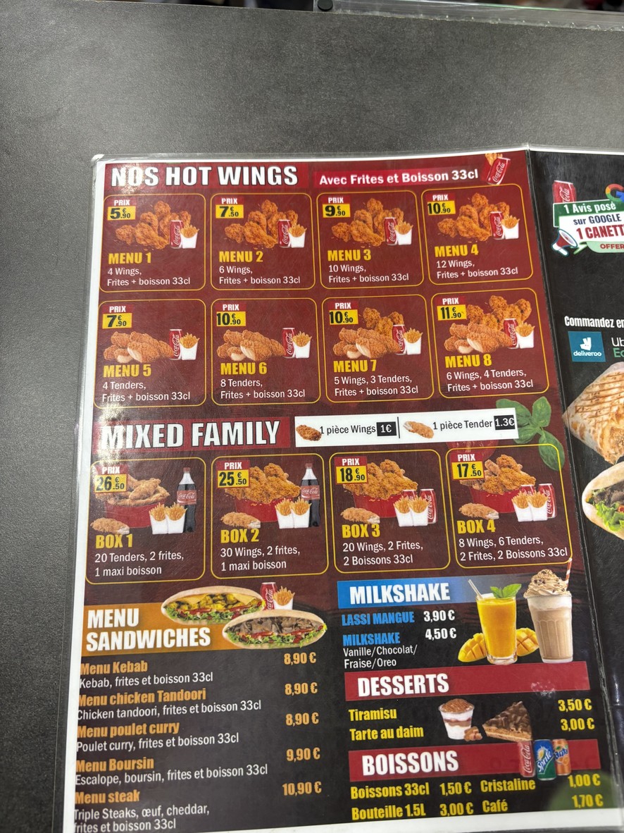 FNF Restaurant menu 2