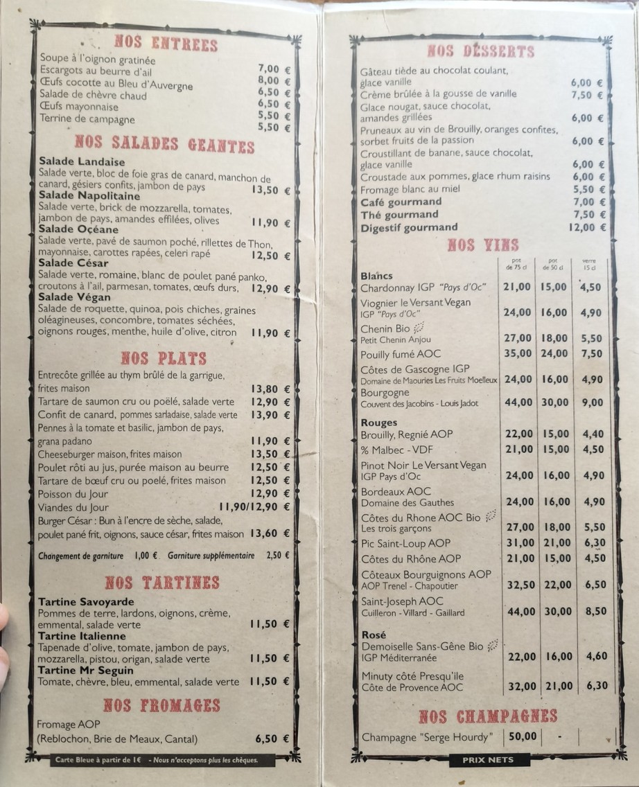 Bô-Zinc Café menu 2