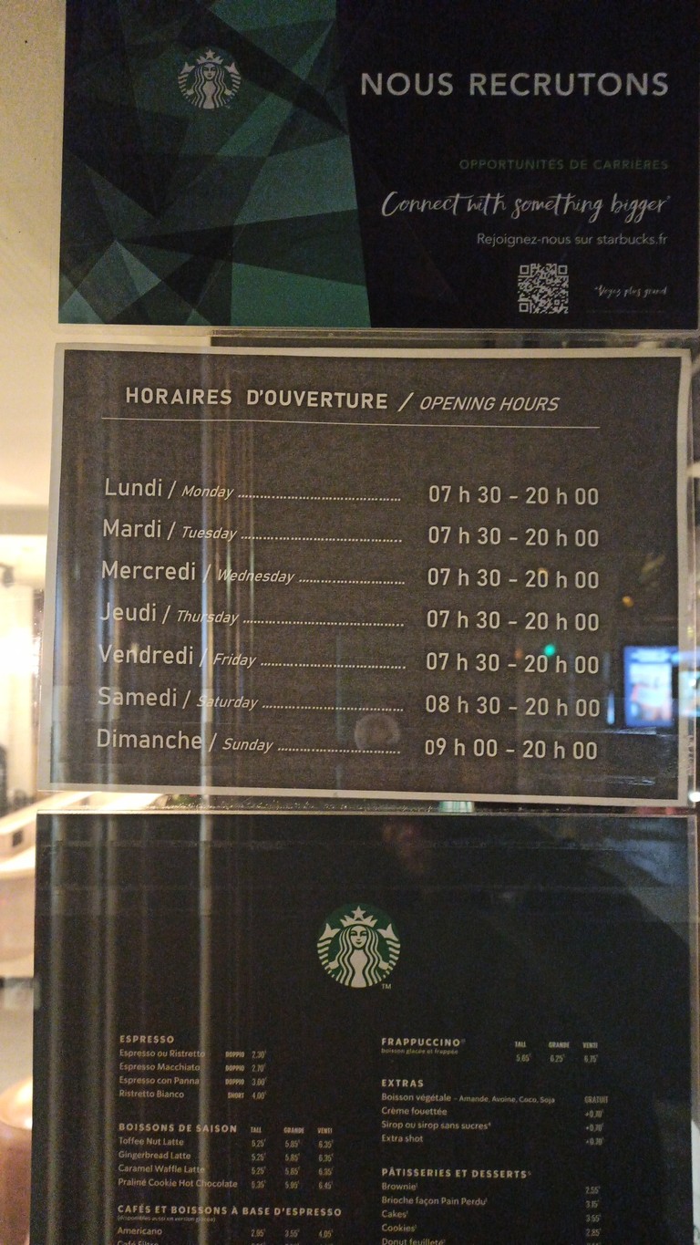 Starbucks menu 1