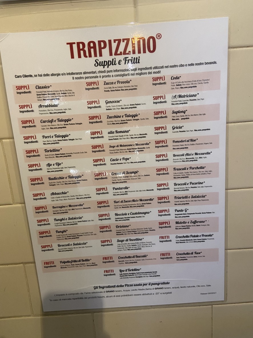Trapizzino | Testaccio menu 2