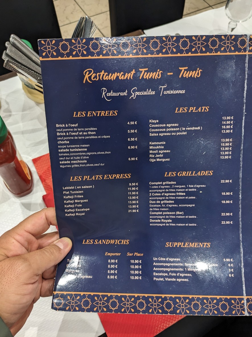 Tunis-Tunis menu 1