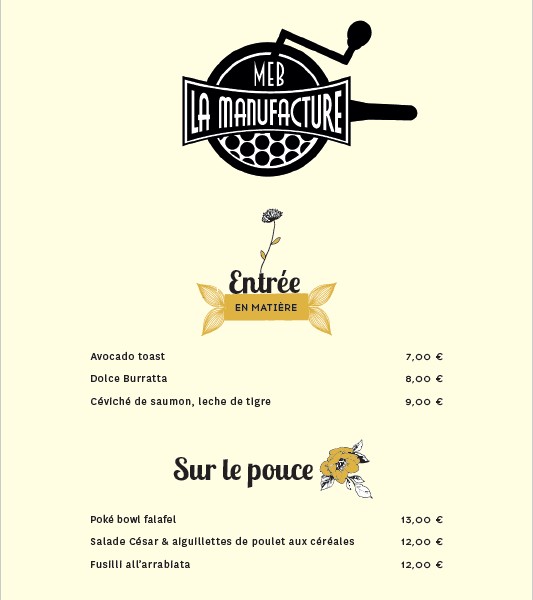La Manufacture MEB menu 1