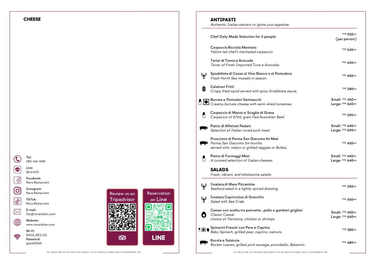 Rava Restaurant menu 1