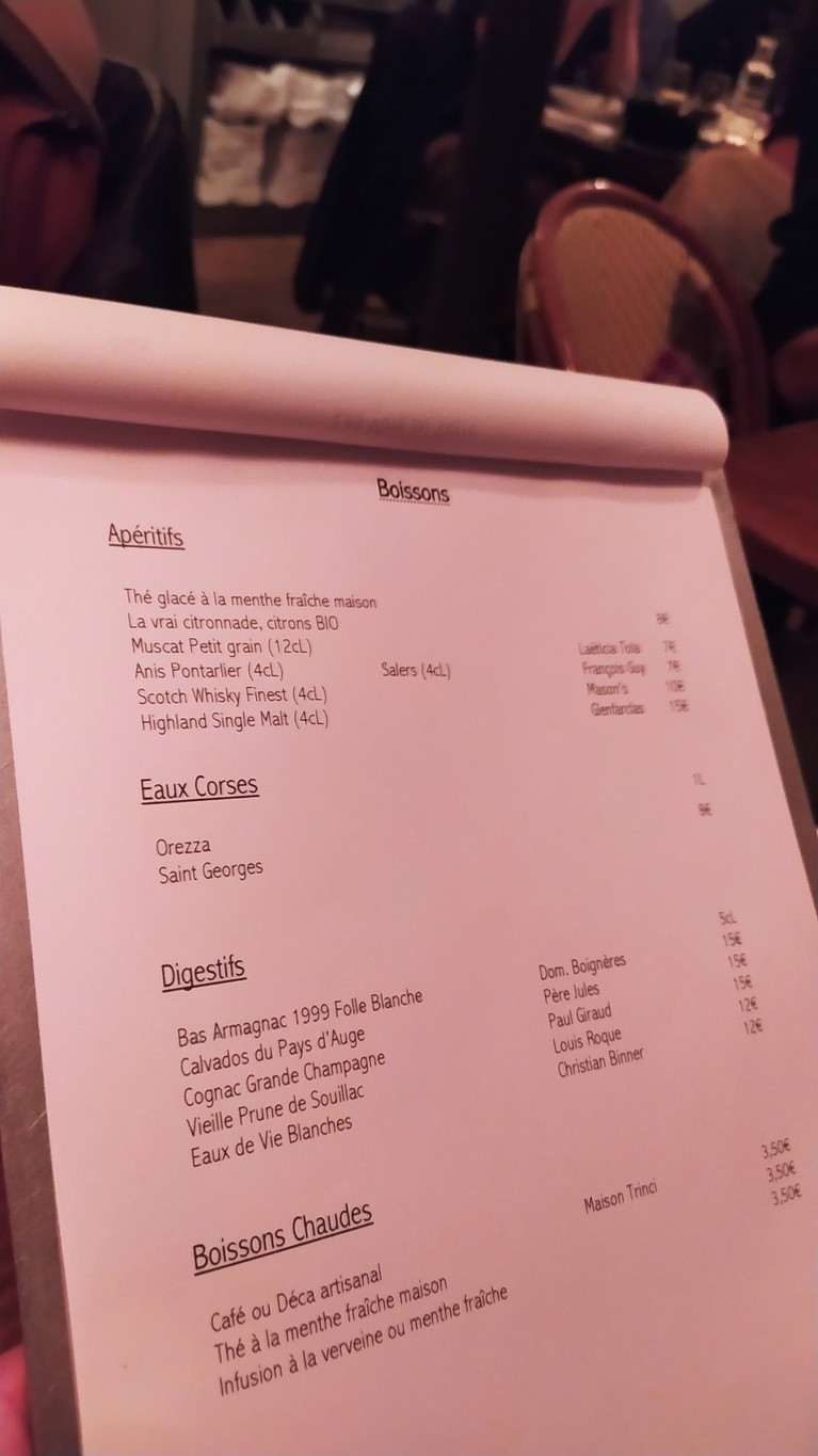restaurant A MI-CHEMIN Paris 14 ème menu 2