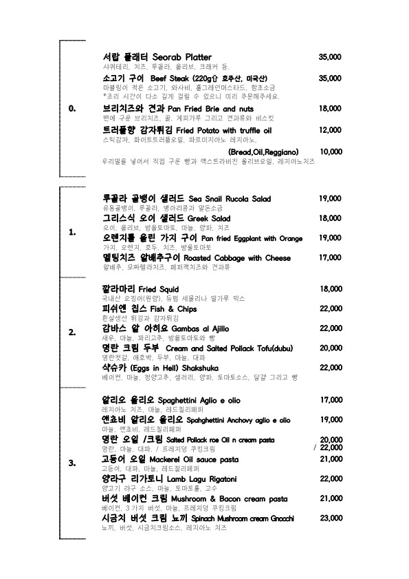 Cajón 245 menu 1