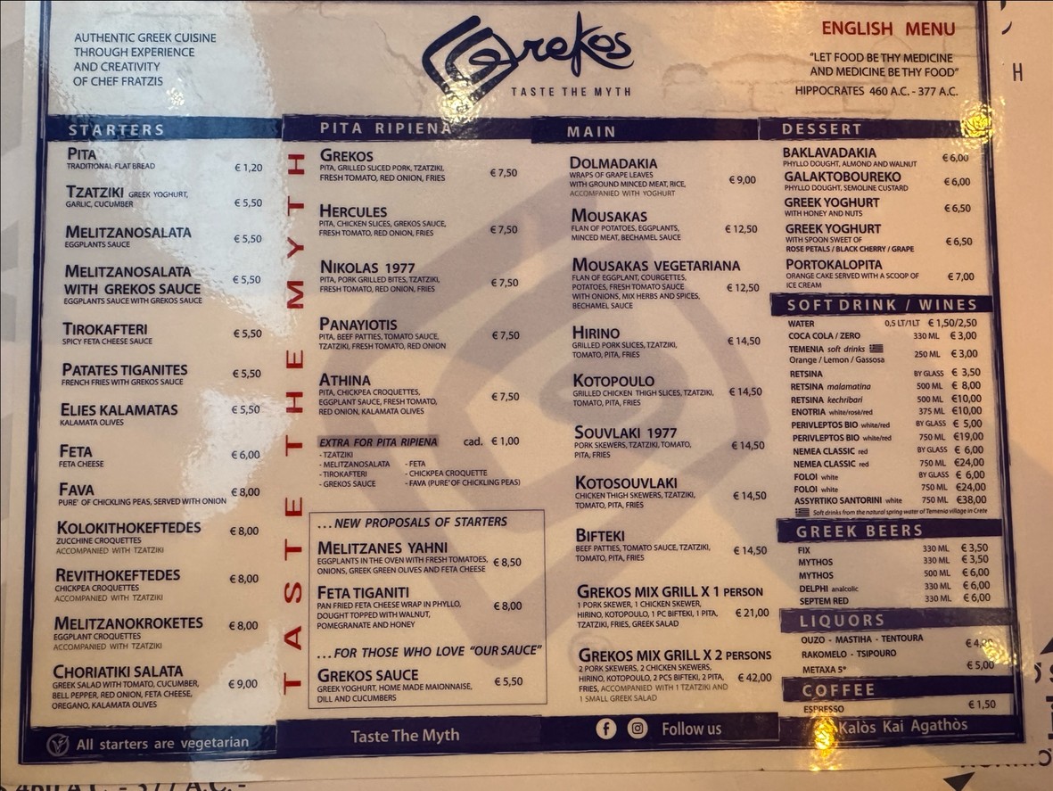 Grekos menu 1
