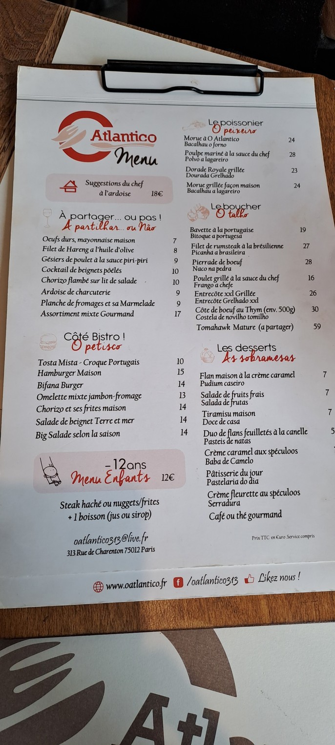 O Atlantico menu 1