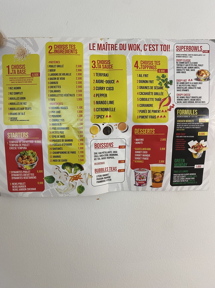 LANTA WOK - Levallois-Perret menu 1