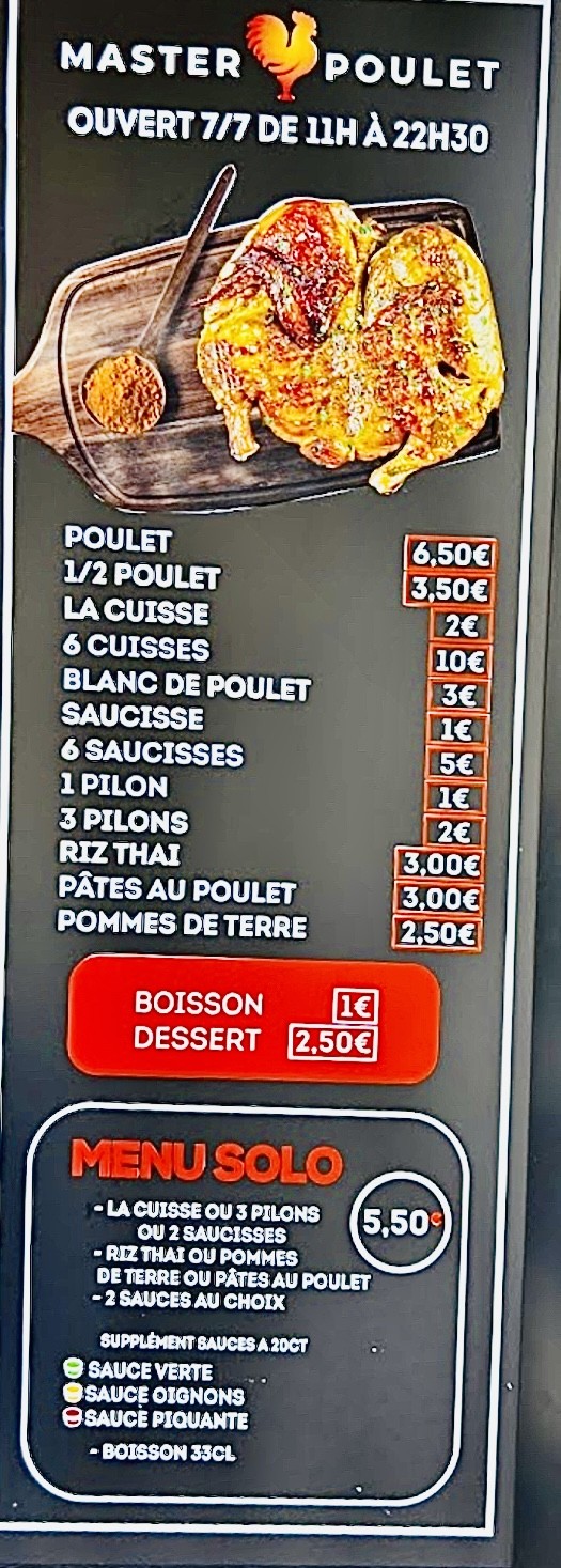 MASTER POULET - Ivry-sur-Seine menu 1