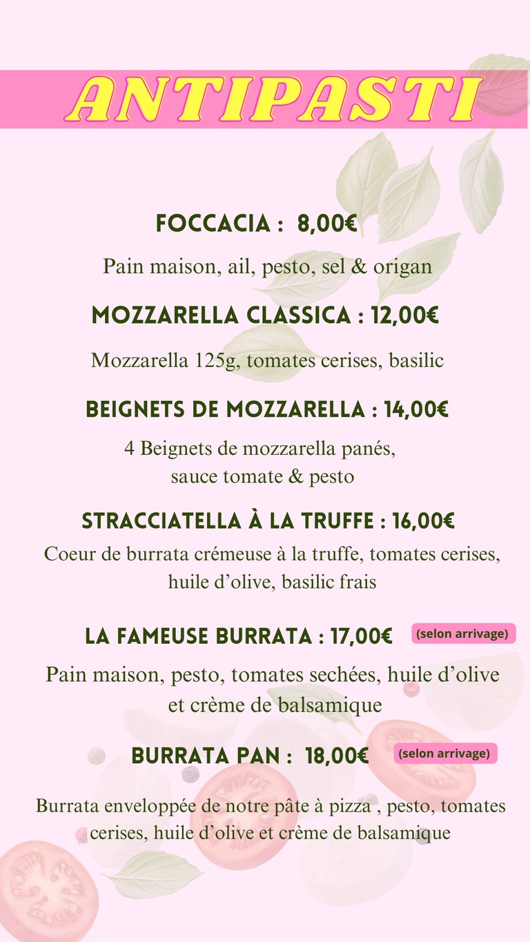VENTISEI menu 1