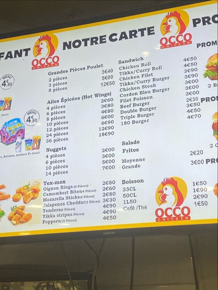 Occo Chicken menu 1