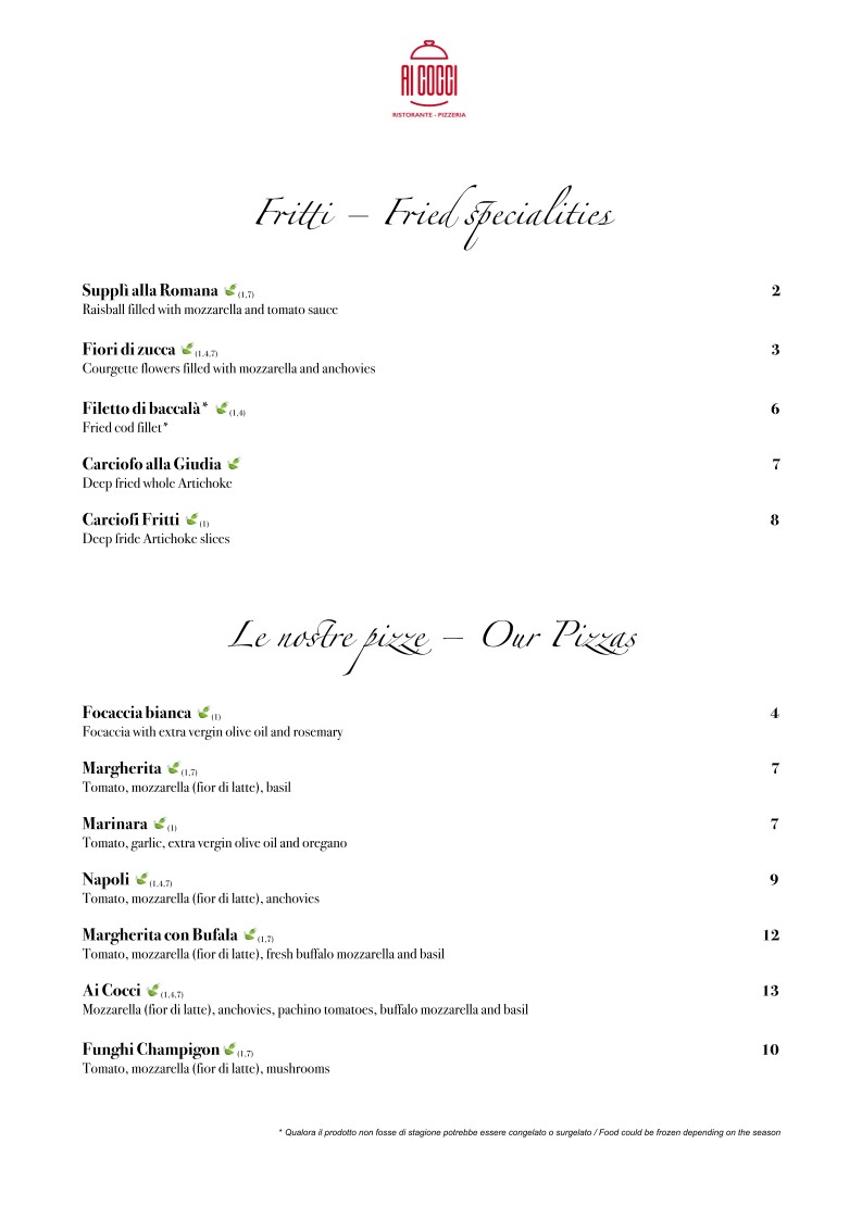 Ristorante Pizzeria Ai Cocci menu 3