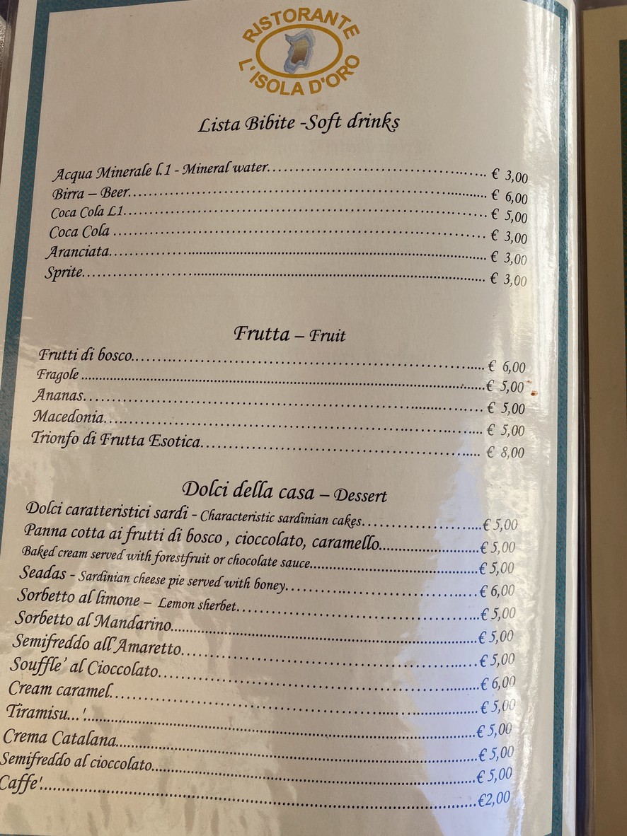 L'Isola d'Oro menu 4