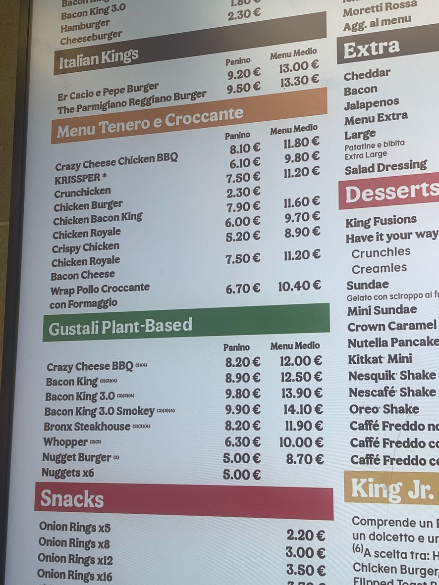 Burger King - Roma Aurelia menu 1