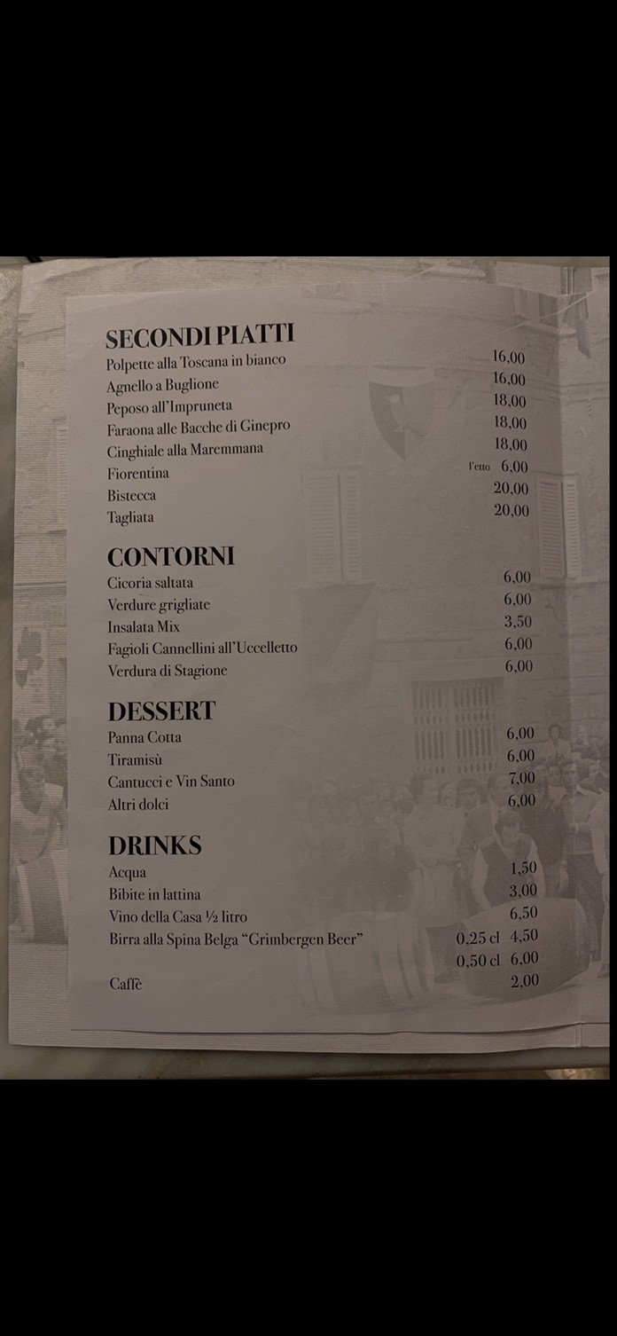 Trattoria Toscana Roma menu 2