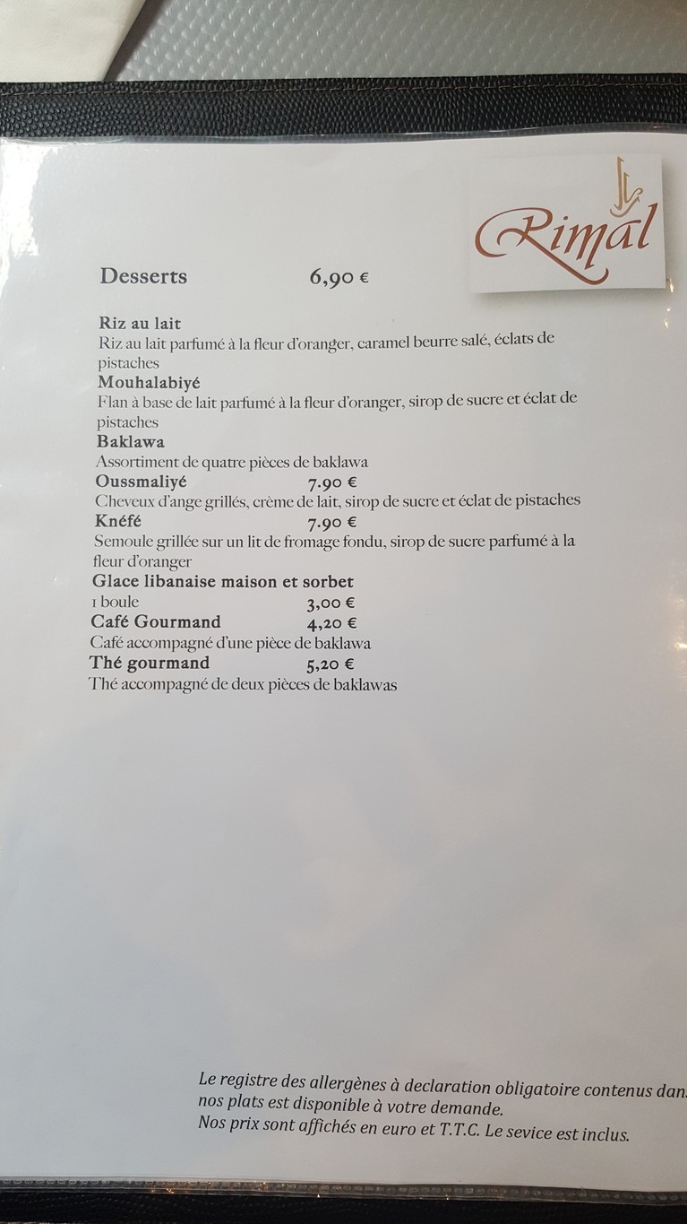 Rimal Paris: L'Atelier menu 4