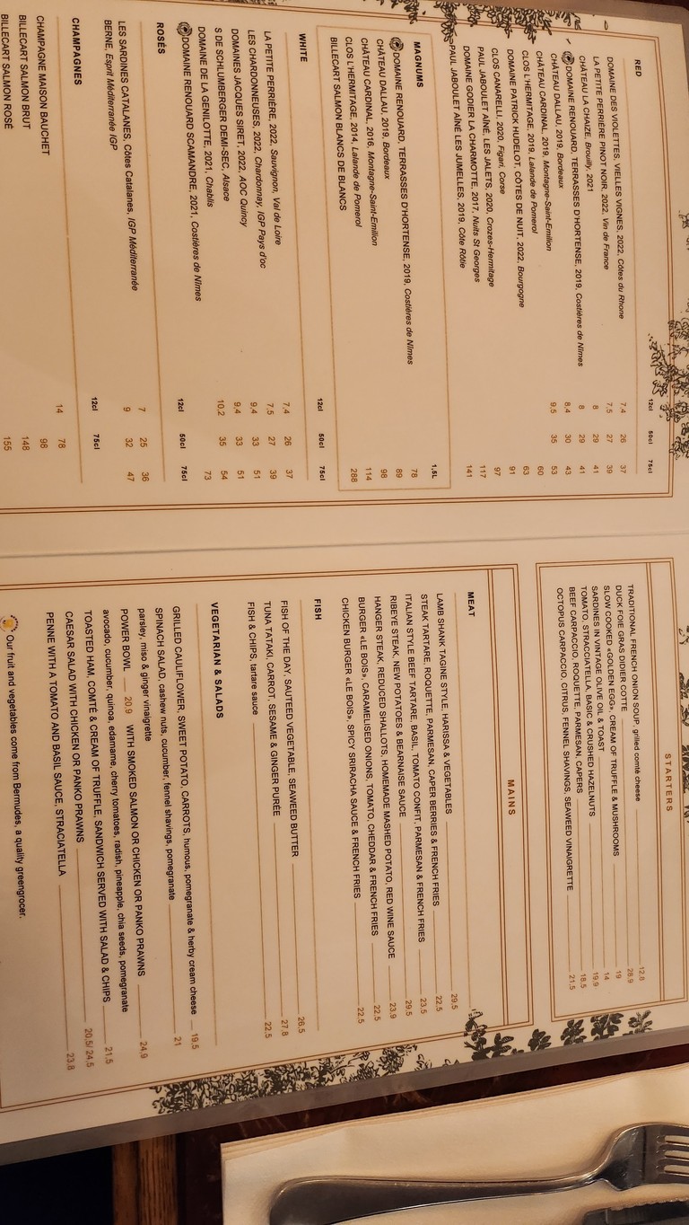 Le Bois menu 2