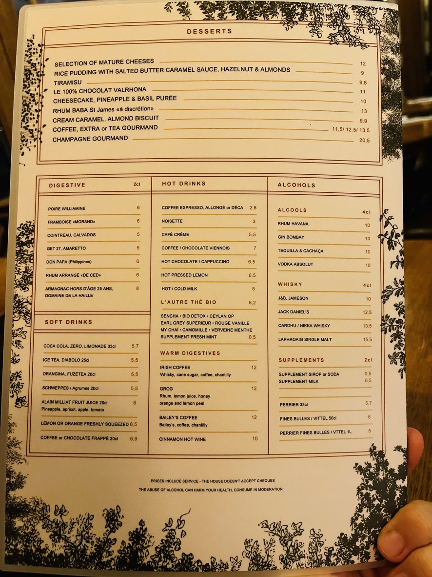 Le Bois menu 3