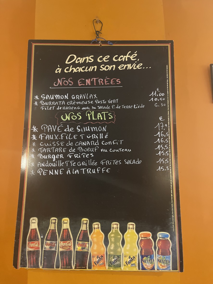 Le Moderne menu 1