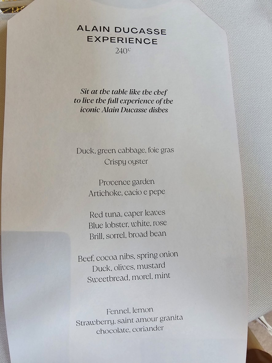Ducasse Baccarat menu 2