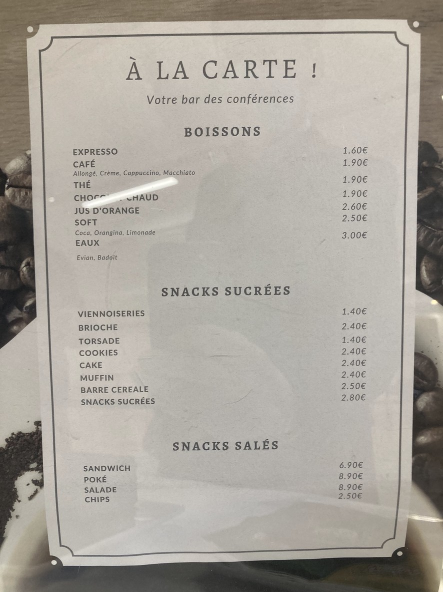 Restaurant de l'UNESCO menu 1