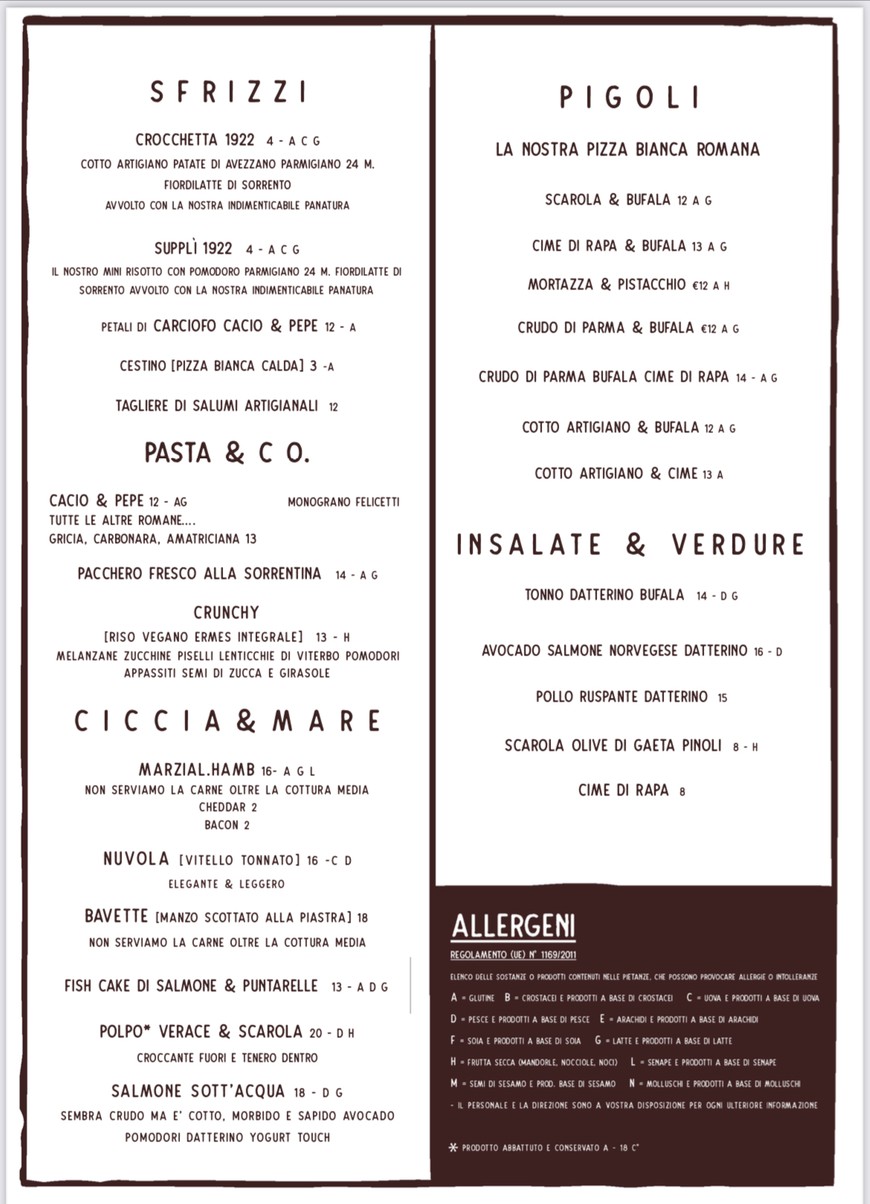 Marziali 1922 - Via Po menu 1