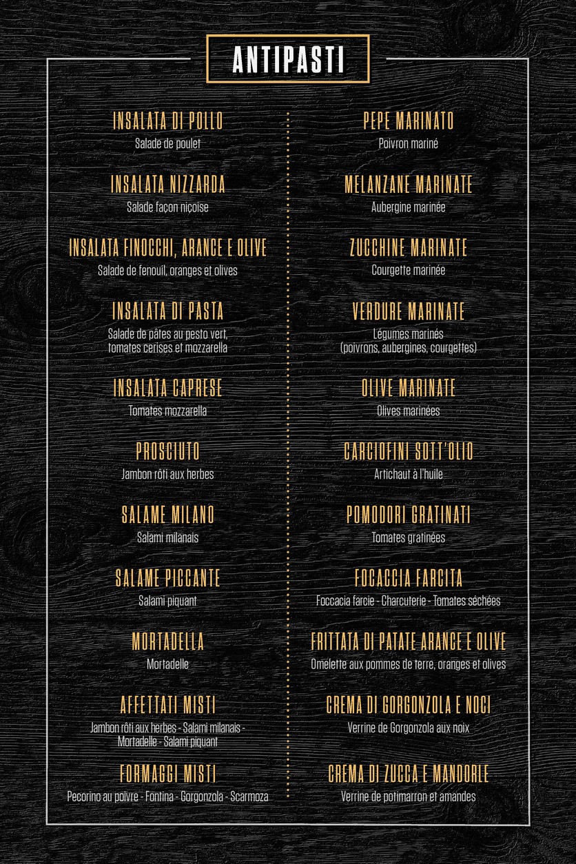 Da Antonino Restaurant au Jardin d'Acclimatation menu 1