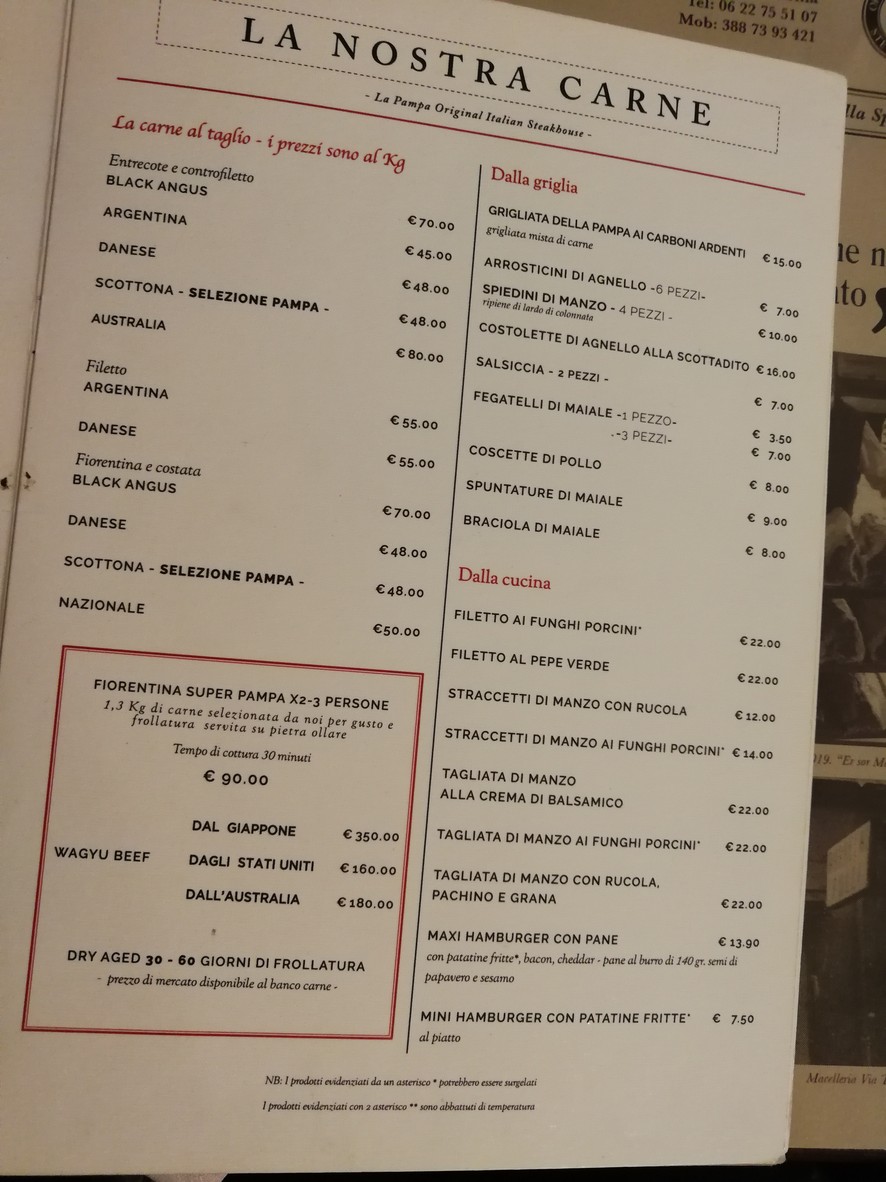 La Pampa menu 2