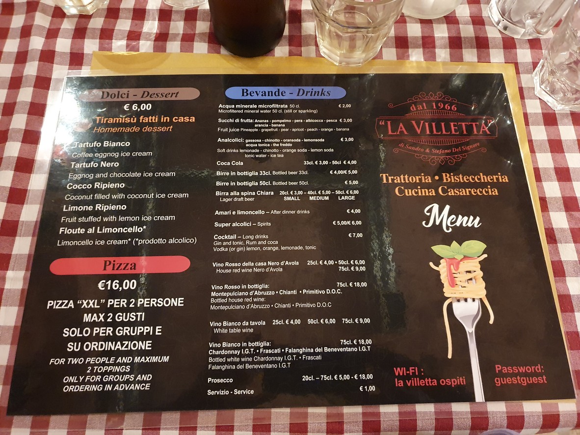 Trattoria Fettuccineria La Villetta a Torrespaccata menu 2