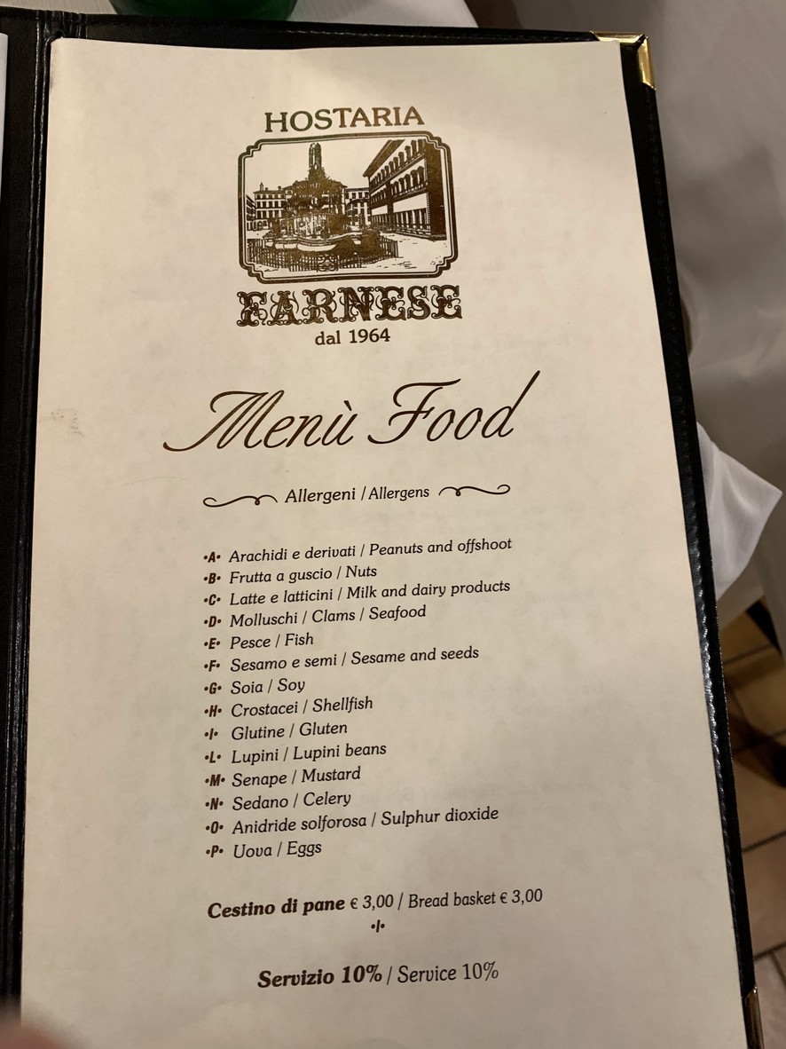 Hostaria Farnese menu 1