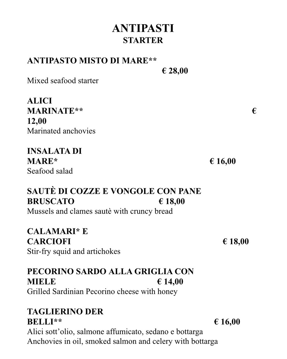 Osteria Der Belli menu 2