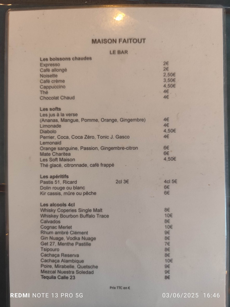 Maison Faitout menu 3