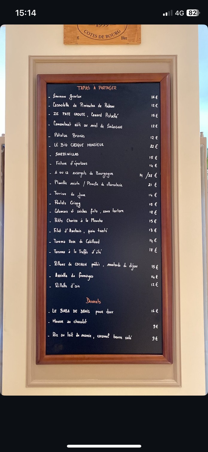 Chez Denis menu 2