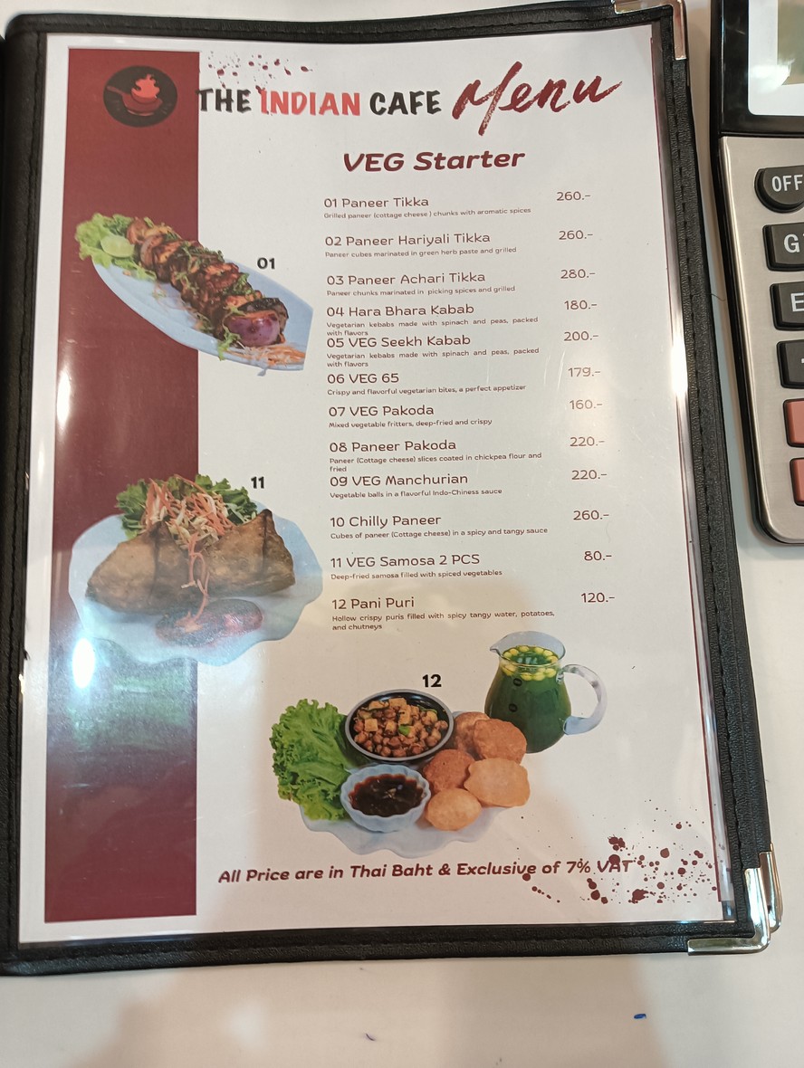 The Indian Cafe bkk menu 1