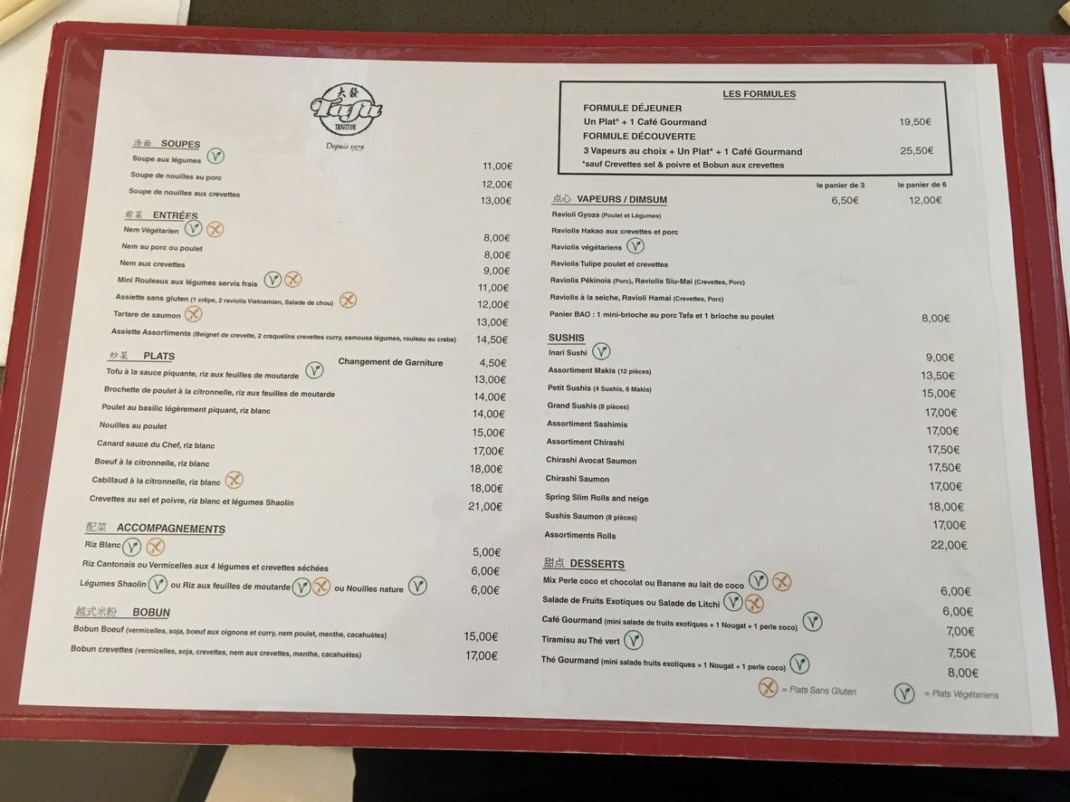 Tafa - Saint-Anne menu 1