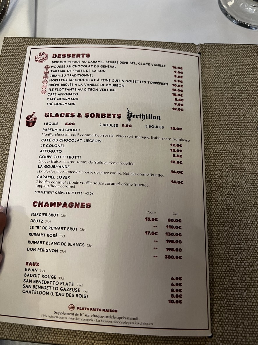 Le Général menu 3