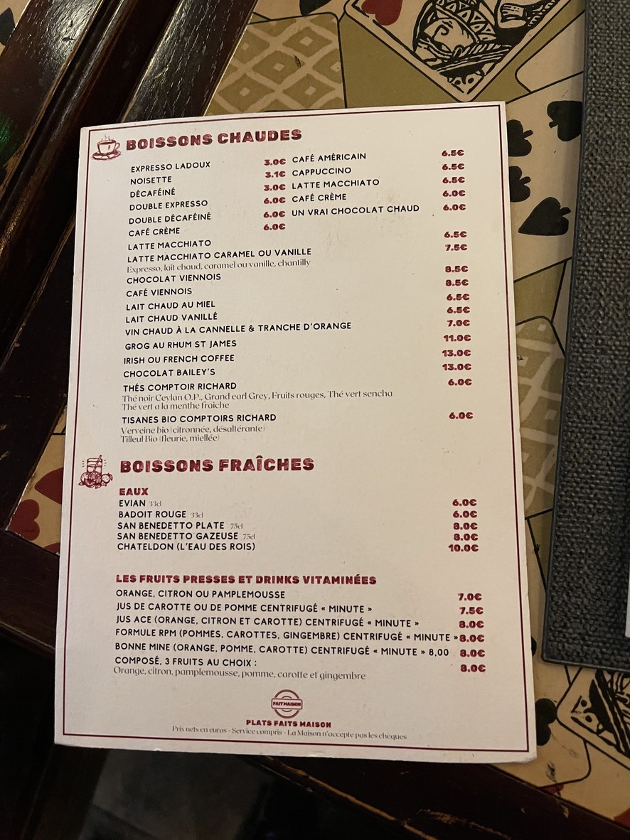 Le Général menu 4