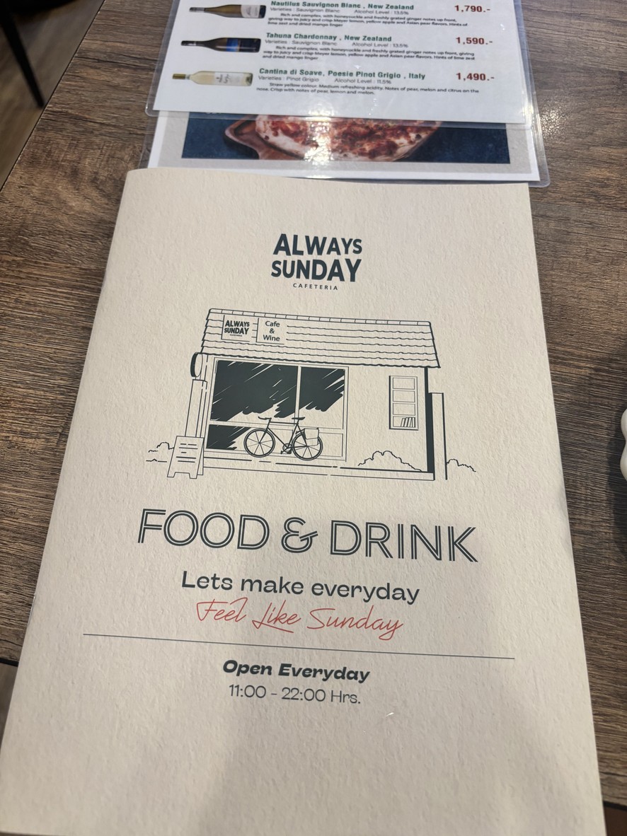Always Sunday Cafeteria menu 1