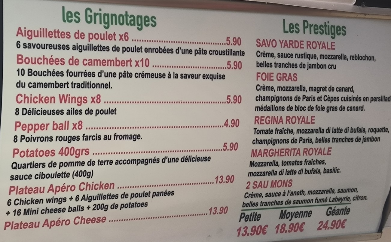 Chez Baba menu 1