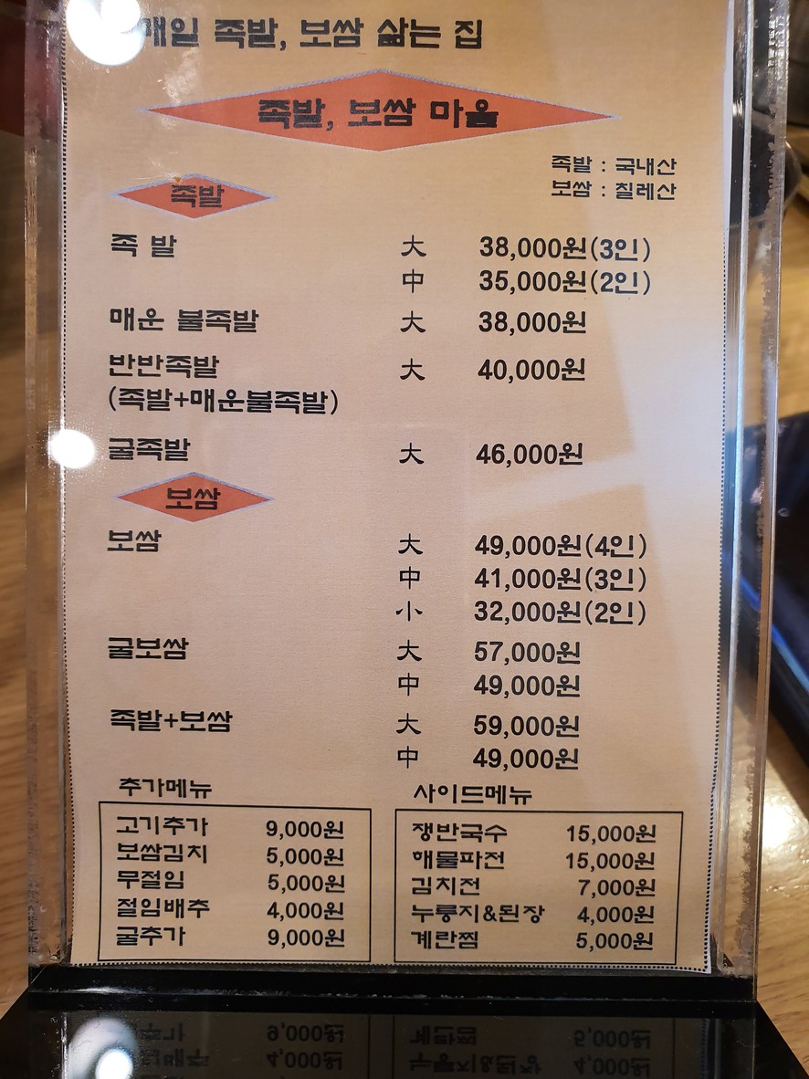 Jokbal Bossam Village menu 1