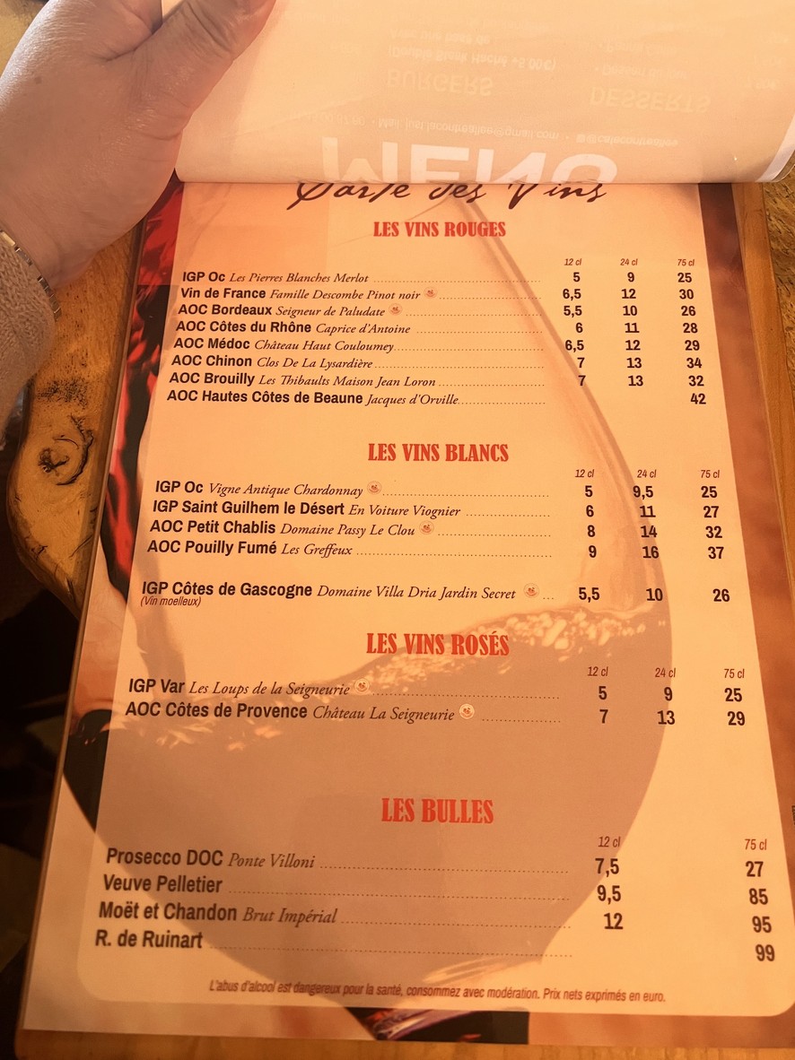 Café Contre Allée menu 2