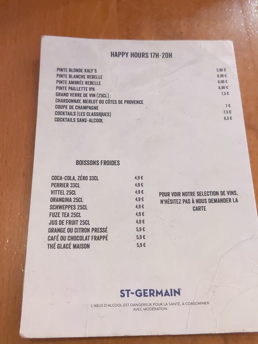 Café Contre Allée menu 3