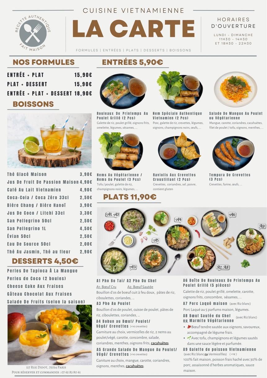 Pho fait Maison menu 1