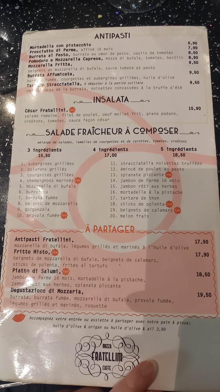 Fratellini Caffe menu 1