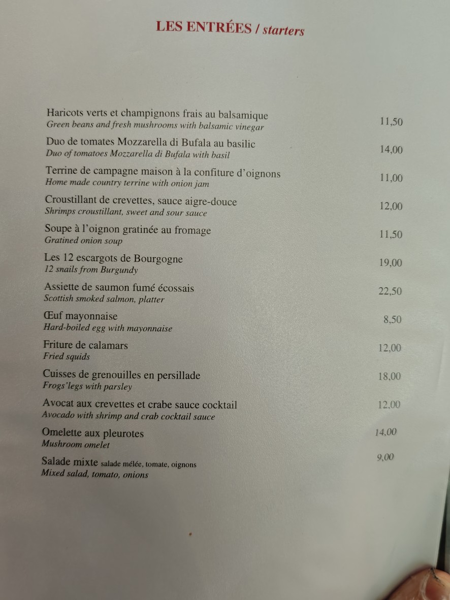 XVIe Avenue menu 1