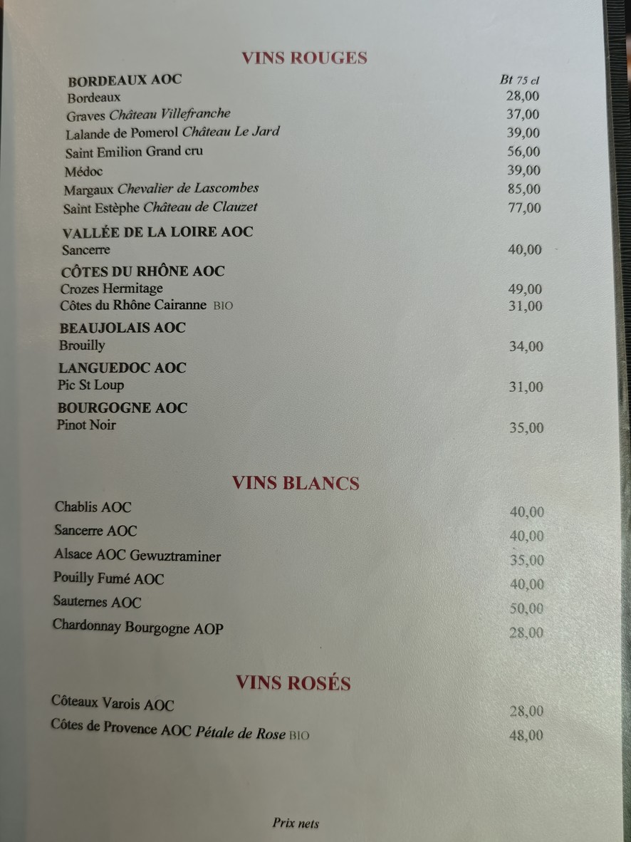 XVIe Avenue menu 3
