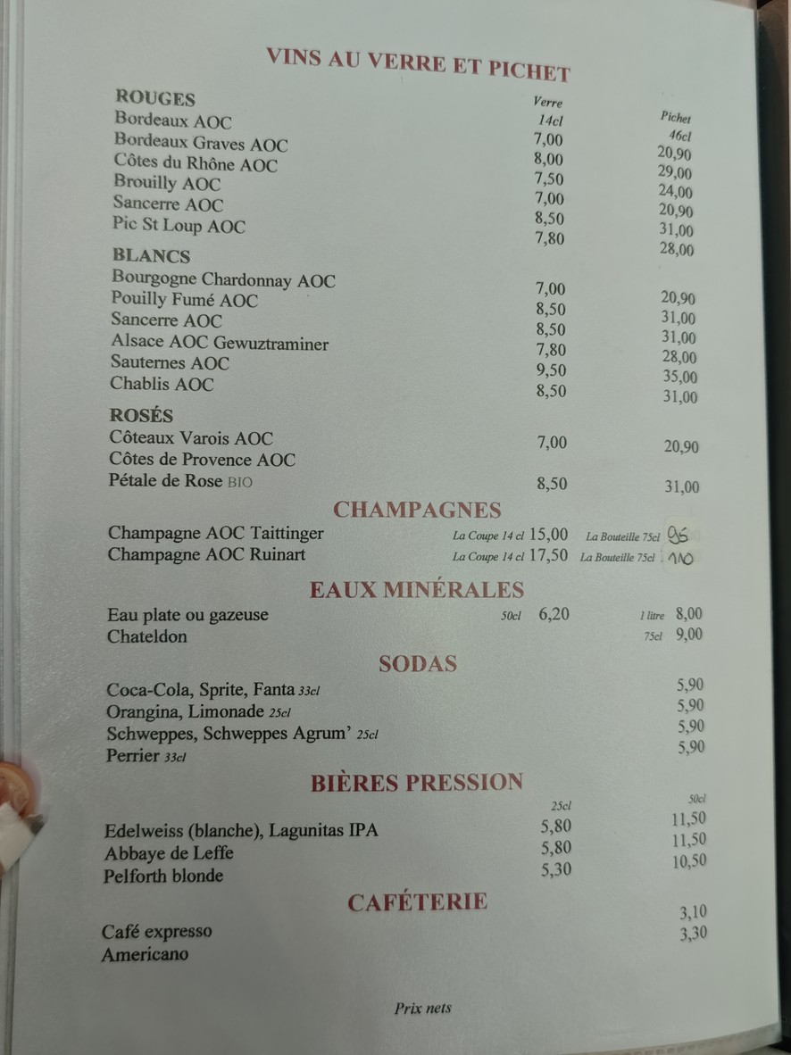 XVIe Avenue menu 4