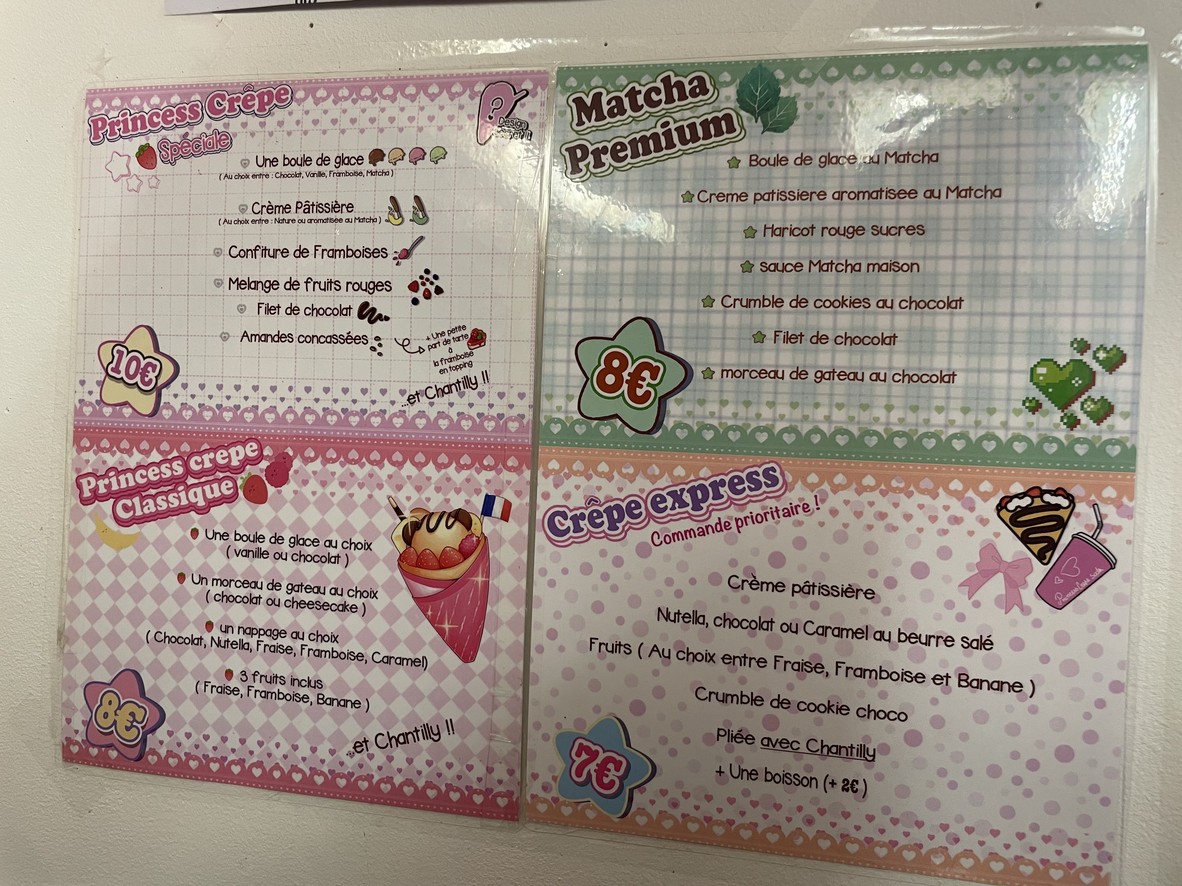 Princess Crêpe menu 2