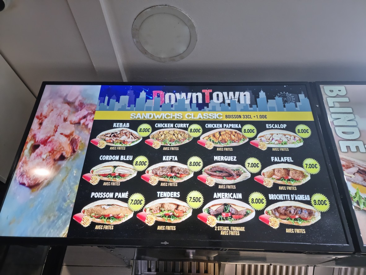 Down Town menu 1